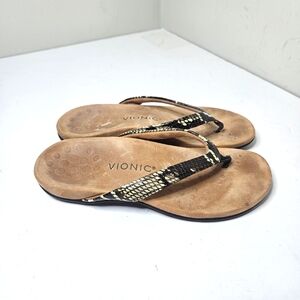 Vionic Rest Dillon Python Thong Orthotic Sandals Snake Print 8